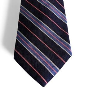 Brooks Brothers Mens Repp Silk Tie - Navy with Stripe - NWOT Made in USA